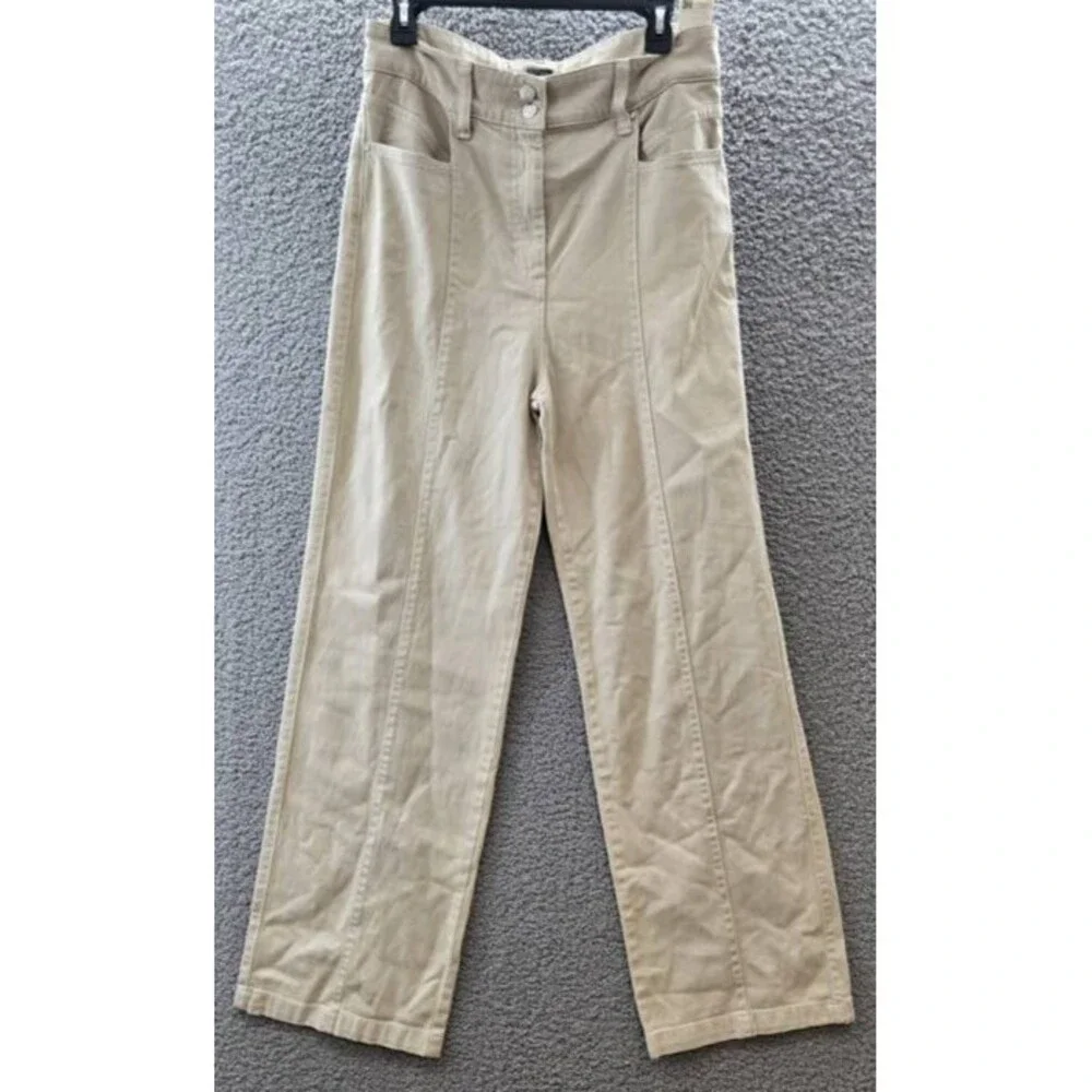 BOSS Orange Wide-Leg Denim Jeans Women's 8 Beige Belt Loops Zip & Button Closure - Picture 7 of 15